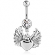 SURGICAL STEEL JEWELLED NAVEL BANANA WITH CHARM PIERCING