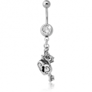 SURGICAL STEEL JEWELLED NAVEL BANANA WITH CHARM