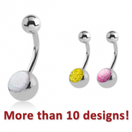 SURGICAL STEEL GLITTERLINE NAVEL BANANA