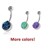 SURGICAL STEEL SYNTHETIC DRUZY CRYSTALS NAVEL BANANA PIERCING