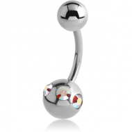 SURGICAL STEEL JEWELLED SATELLITE NAVEL BANANA PIERCING