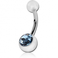 SURGICAL STEEL OPTIMA CRYSTAL JEWELLED NAVEL BANANA WITH UV BALL