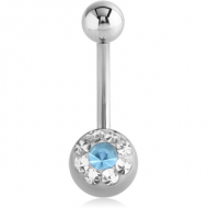 SURGICAL STEEL CRYSTALINE JEWELLED NAVEL BANANA PIERCING