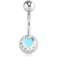 SURGICAL STEEL VALUE CRYSTALINE HEART JEWELLED NAVEL BANANA PIERCING