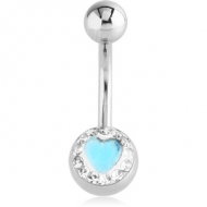 SURGICAL STEEL VALUE CRYSTALINE HEART JEWELLED NAVEL BANANA