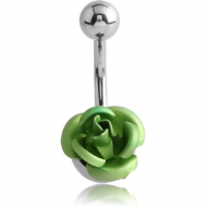 SURGICAL STEEL NAVEL BANANA WITH ANODISED FLOWER BALL PIERCING