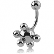 SURGICAL STEEL NAVEL BANANA WITH MULTI BALL PIERCING