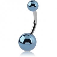 SURGICAL STEEL NAVEL BANANA WITH ANODISED BALL PIERCING