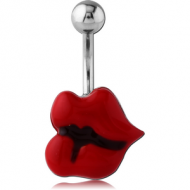 STAINLESS STEEL NAVEL BANANA WITH ENAMEL - LIPS