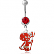 STAINLESS STEEL NAVEL BANANA WITH ENAMEL - DANGLING DEVIL PIERCING