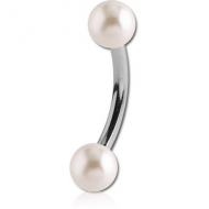 SURGICAL STEEL CURVED BARBELL WITH SYNTHETIC PEARLS PIERCING