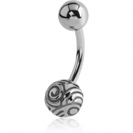 SURGICAL STEEL SWIRLS BALL CURVED BARBELL PIERCING