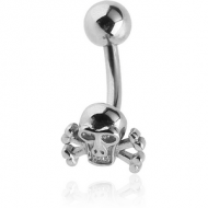 SURGICAL STEEL SKULL CROSSBONES CURVED BARBELL PIERCING