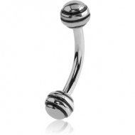 SURGICAL STEEL CURVED BARBELL WITH STRIPED BALL PIERCING