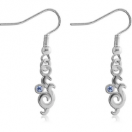 RHODIUM PLATED BRASS JEWELLED EARRINGS PAIR - FILIGREE