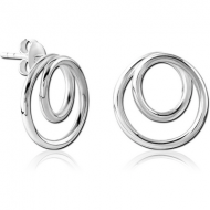 RHODIUM PLATED BRASS EAR STUDS PAIR