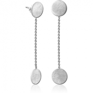 RHODIUM PLATED BRASS CHAIN EAR STUDS PAIR