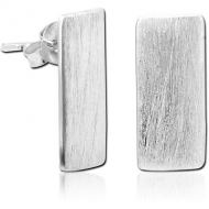 RHODIUM PLATED BRASS CHAIN EAR STUDS PAIR