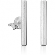 RHODIUM PLATED BRASS CHAIN EAR STUDS PAIR