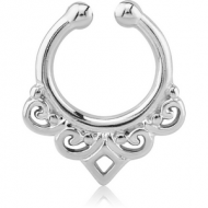 RHODIUM PLATED BRASS FAKE SEPTUM RING PIERCING