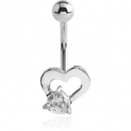 RHODIUM PLATED BRASS JEWELLED NAVEL BANANA - BUTTERFLY PIERCING
