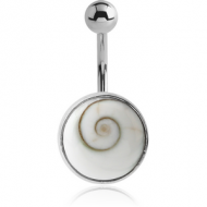 RHODIUM PLATED BRASS NAVEL BANANA - SHIVA EYE PIERCING