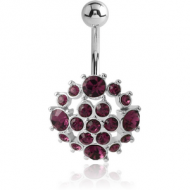 RHODIUM PLATED BRASS JEWELLED NAVEL BANANA - EYES PIERCING