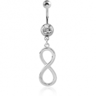 SURGICAL STEEL JEWELLED NAVEL BANANA WITH DANGLING CHARM - INFINITY PIERCING