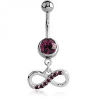 SURGICAL STEEL JEWELLED NAVEL BANANA WITH DANGLING CHARM - INFINITY PIERCING