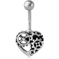 RHODIUM PLATED BRASS NAVEL BANANA - STEAMPUNK PIERCING