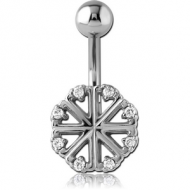 RHODIUM PLATED BRASS JEWELLED NAVEL BANANA - FILIGREE PIERCING