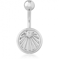 RHODIUM PLATED BRASS JEWELLED NAVEL BANANA PIERCING