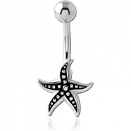 RHODIUM PLATED BRASS NAVEL BANANA PIERCING