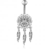RHODIUM PLATED BRASS NAVEL BANANA PIERCING