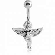 RHODIUM PLATED BRASS JEWELLED NAVEL BANANA - ANGLE PIERCING