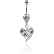 RHODIUM PLATED JEWELLED NAVEL BANANA WITH STAR CHARM PIERCING