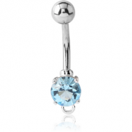 RHODIUM PLATED BRASS JEWELLED NAVEL BANANA - HOOP PIERCING