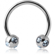 SURGICAL STEEL CIRCULAR BARBELL WITH MULTI JEWELED BALLS PIERCING