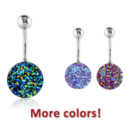 SURGICAL STEEL SYNTHETIC DRUZY CRYSTALS CUP NAVEL BANANA