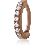 COFFEE PVD COATED SURGICAL STEEL JEWELLED BELLY CLICKER PIERCING