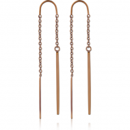 COFFEE PVD COATED SURGICAL STEEL CHAIN EARRINGS PAIR - HANGING BARS