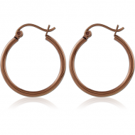 COFFEE PVD COATED SURGICAL STEEL WIRE HOOP EARRINGS - ROUND
