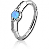 SURGICAL STEEL SYNTHETIC OPAL SEAMLESS RING