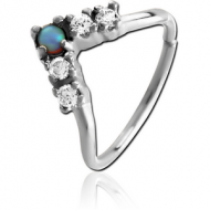 SURGICAL STEEL SYNTHETIC OPAL SEAMLESS RING PIERCING