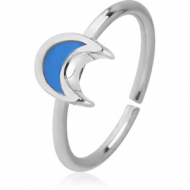 SURGICAL STEEL SEAMLESS RING WITH ENAMEL - CRESCENT