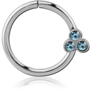SURGICAL STEEL JEWELLED SEAMLESS RING - ROUND WITH 3 GEMS
