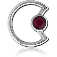 SURGICAL STEEL JEWELLED OPEN SEAMLESS RING - LEFT - MOON PIERCING