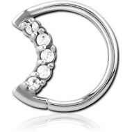 SURGICAL STEEL JEWELLED OPEN SEAMLESS RING - RIGHT - MOON PIERCING