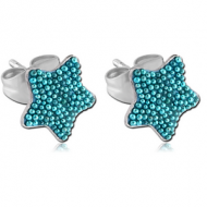 SURGICAL STEEL MULTICOLOUR BALLS STAR OF CUP EAR STUDS PAIR
