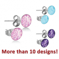 SURGICAL STEEL CUP GLITTERLINE EAR STUDS PAIR